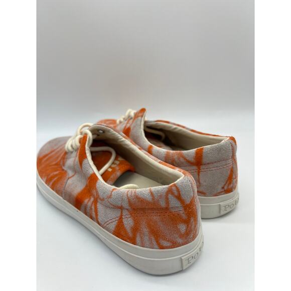 Polo Ralph Lauren Orange Tie Dye Sneakers Harpoon Casual Shoes Men’s Size 9D - Picture 9 of 16